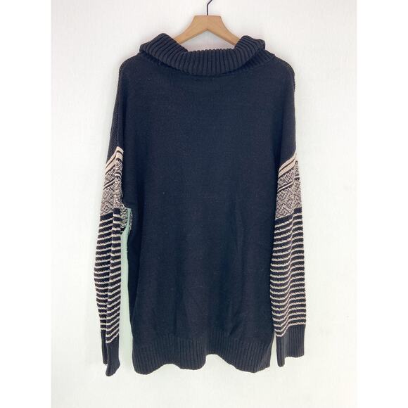 Maurices Patterned Cowl Neck Tunic Sweater Black Cream Geometric size XXL - Picture 3 of 8